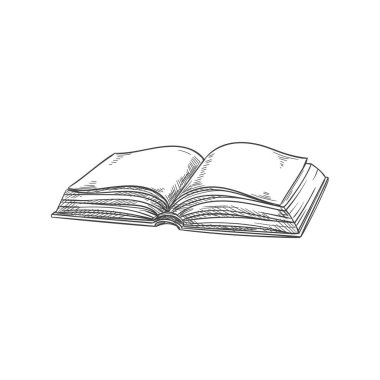 Open organizer with blank pages isolated book in hard cover. Vector dictionary or dairy template