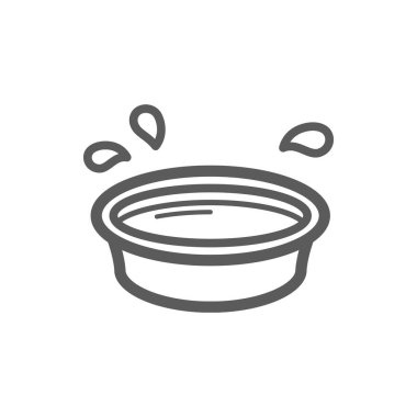 Water basin vector thin line icon. House cleaning and bathroom laundry basin utensils