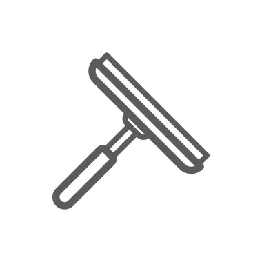 Glass scraper vector thin line icon. House window wash wiper, home cleaning utensil