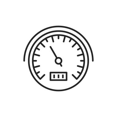 Speedometer vector line icon. Car tachometer, engine temperature or fuel indicator gauge