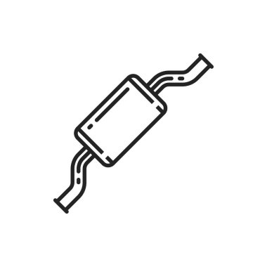 Car exhaust pipe muffler vector line icon. Automotive repair part