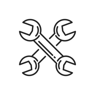Wrench spanner vector thin line icon. Car mechanic and work tool