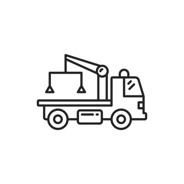 Tow truck vector line icon. Car tow wrecker, vehicle road service symbol