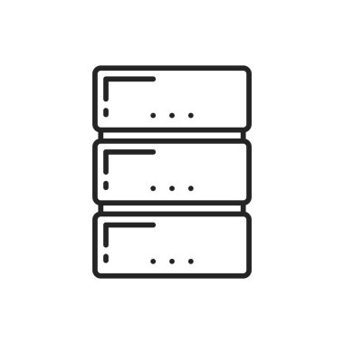Database or archive isolated outline icon. Vector symbol of folder, digital base in computer linear sign. Data management concept, access to archive on electronic device server, information storage