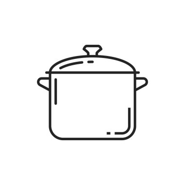 Saucepan vector thin line icon. Kitchen cooking utensils, saucepan symbol