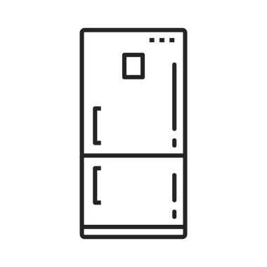 Refrigerator vector thin line icon. Fridge with freezer, kitchen appliances, household electronics