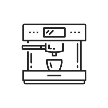 Coffee machine vector thin line icon. Kitchen or cafe coffee maker, household appliances