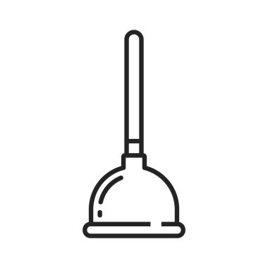 Toilet plunger vector thin line icon. Home wc sewerage and plumbing, plunger tool