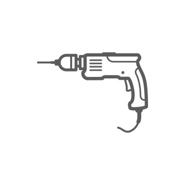 Electric drill isolated outline icon. Vector repair tool, building equipment, hammer screwdriver power drill. Repair and building, house construction instrument monochrome linear symbol