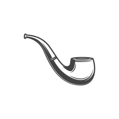 Tobacco-pipe with powder and long handle isolated monochrome retro pipe. Vector device to smoke tobacco, detective smoking accessory, chamber with mouthpiece bit. Prince or billiard tobacco pipe