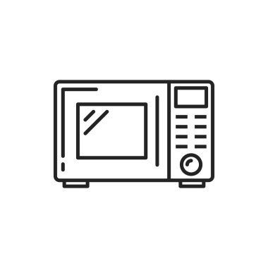 Microwave oven vector thin line icon. Kitchen cooking and household appliances