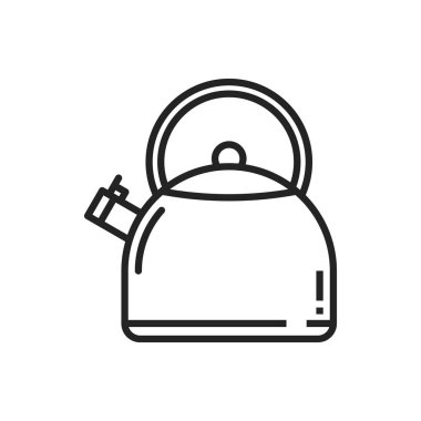Kettle teapot vector thin line icon. Kitchen utensils stovetop kettle