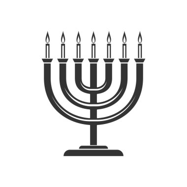 Menorah isolated candlelight with burning candles. Vector Hanukkah symbol, candelabrum lit