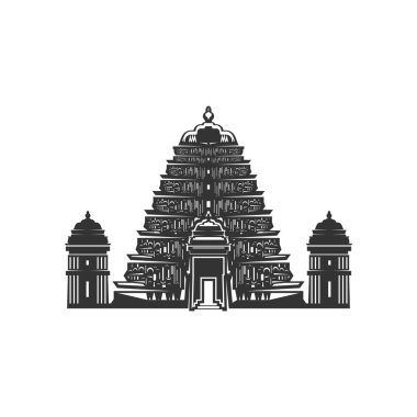 Thai Shikara-shaped pagoda isolated Indian temple. Vector Buddhist building, asian worship house