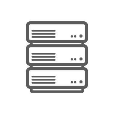 Data management, database and info storage isolated outline icon. Vector data management, access to archive on electronic device server, information storage. Folders, digital base in computer sign