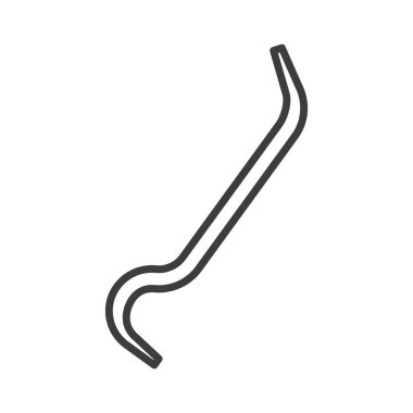 Crowbar repair tool isolated wrecking bar outline icon. Vector repair and building instrument, pinch-bar or prybar, prisebar or jimmy. Pig foot tool, metal bar with single curved end, gooseneck