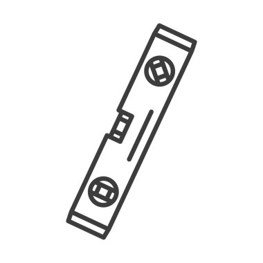 Spirit level with bubble isolated building tool outline icon. Vector stonemasons or bricklayers work tool. Instrument used by carpenters. Building construction professional ruler, measuring tool