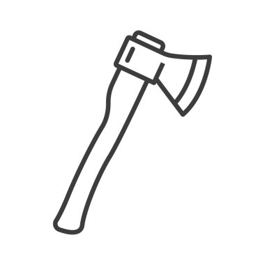 Metal axe on wood handle isolated repair tool outline icon. Vector harvest timber weapon, metal ax on handle, repair tool. Instrument to split or cut wood with sharp blade, heraldic symbol
