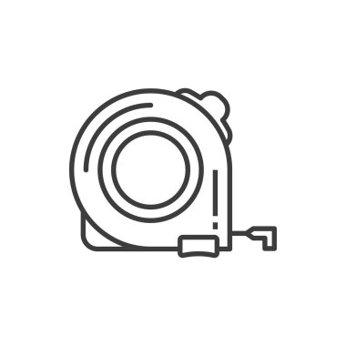 Tape measure instrument isolated outline icon. Vector self-retracting metal tape measure, linear folding ruler. Measurement tool, measuring flexible ruler object. Repair, fixing and construction item