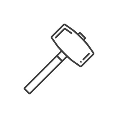 Sledgehammer metal hammer isolated mining tool outline icon. Vector building construction tool with large flat metal head with handle, line art sign. Drilling hammer symbol, mini-sledge or thor hammer
