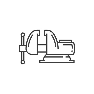 Hand grip vise isolated carpentry tool outline icon. Vector locksmith metalwork equipment, bench vise, metallic camps. Filled blacksmith vice tool with fixing parts, workbench device, repairing object