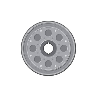 Carbon steel flange of pipe filter isolated vehicle spare part isolated icon. Vector pipe flang without bolts, car rolling mechanism, machinery equipment. Valve, automobile bearings, pipeline fastener