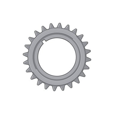 Cogwheel car detail isolated vehicle spare part icon. Vector mechanical moving mechanism, metal engine gear, industrial transmission crankshaft gearwheel, cog screw-wheel, symbol of progress