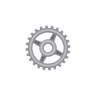 Cogwheel gear mechanism isolated vehicle spare part. Vector mechanical moving item, icon of settings and function. Toothed wheel, symbol of movement and cooperation, configuration and function