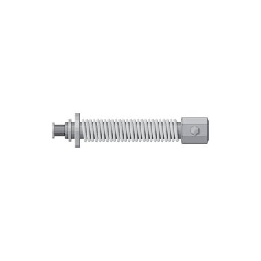 Steering damper stabilizer, automatic mechanism isolated metal spring. Vector shock absorber vehicle detail, hydraulic damper. Metal spare part spring with screw, connection mechanism, stabilizer sign