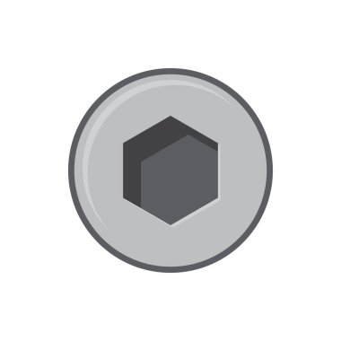 Metal screw head with countersunk hexagon socket isolated realistic icon. Vector metallic bolt drive with hex shaped allen hole. Building, construction and repair object. Chrome rivet, silver button