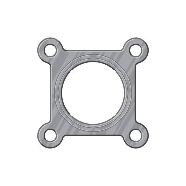 Steel connecting plate with round circle and four screw holes isolated realistic icon. Vector metal mounting plate with screw hole. Car detail with locking holes, construction and repair work tool