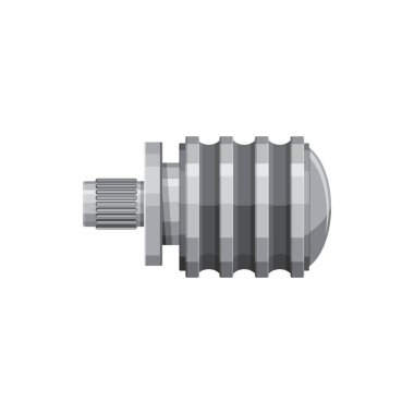 Electric car starter isolated detail repair part realistic icon. Vector motorcycle mechanic automotive mechanism, automobile spare part. Motor accessories, electric starter repair service equipment