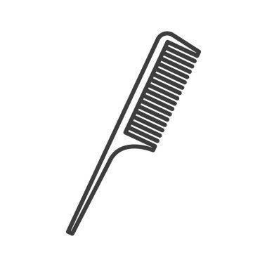 Plastic hair brush on long thin handle isolated outline icon. Vector hairdresser tool, hair combing barbershop equipment. Retro hairbrush, comb in old style. Professional barber hairstyle accessory