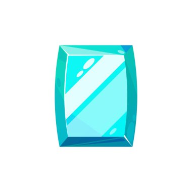 Gem crystal, jewelry gemstone. Vector isolated green blue turquoise jewel crystal