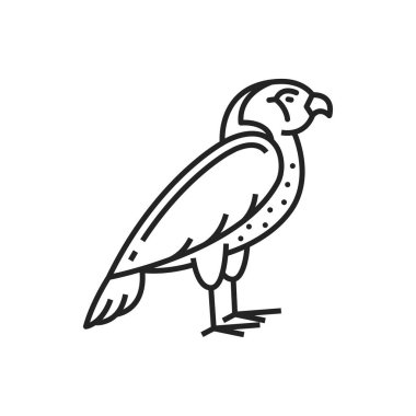 Horus falcon bird isolated outline vector icon, ancient Egyptian monochrome symbol, historical Egypt heritage