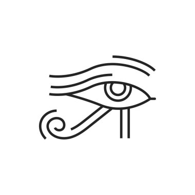 Eye of Horus isolated outline vector icon. Wadjet, wedjat or udjat ancient Egyptian monochrome symbol of protection, royal power and good health