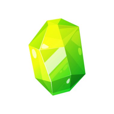 Green Idocrase gemstone isolated stone. Vector vesuvianite, emerald precious gem, luxury diamond
