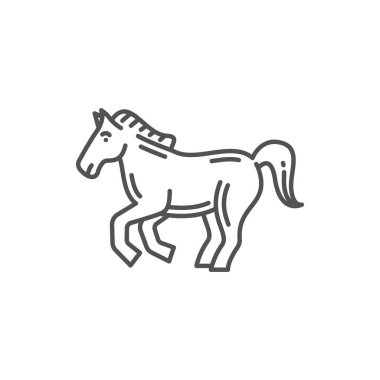 Horse Chinese zodiac calendar symbol, isolated outline icon. Vector New Year mascot, monochrome animal oriental line art horse design. China horoscope sign, lunar holiday CNY spring festival character