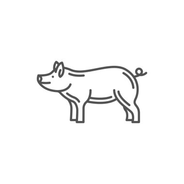 Chinese horoscope sign pig animal isolated monochrome outline New Year symbol. Vector CNY spring oriental festival sign, Lunar New Year boar drawing, mascot of fortune and luck, Japanese zodiac symbol