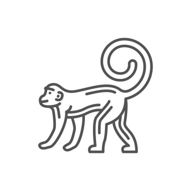 Monkey CNY spring festival symbol isolated lunar New Year outline mascot. Vector zodiac calendar symbol, Chinese horoscope oriental line art animal. Monochrome monkey astrology character