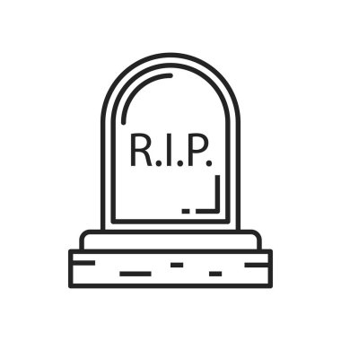Tombstone or headstone isolated marker gravestone, RIP inscription. Vector granite headstone, monument at graveyard, burial at cemetery. Gravestone stele or marker,rest in peace. Halloween sign