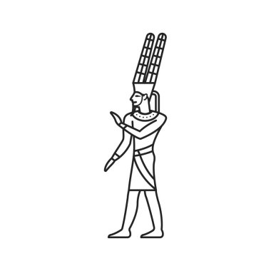 Egypt god Amun Ra, ancient Egyptian religion and mythology, vector line icon. Egypt ancient god of sun Amun Ra, sacred religion, culture and pantheon sign in outline