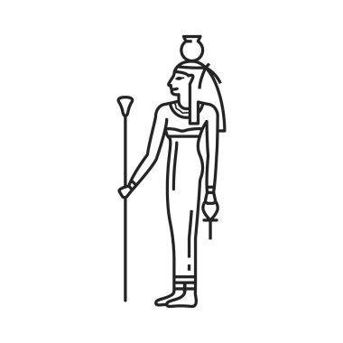 Egypt god Nut, goddess of ancient Egyptian religion, vector line icon. Nut, Goddess of sky in ancient Egypt, mythology culture and sacred religion outline symbol