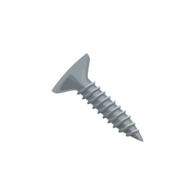 Screw, carpentry and woodwork fastener tool, vector flat icon. Construction, repair and wood work fastening hardware item, carpenter thread-cutting screw