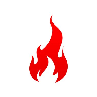 Red fire isolated vector icon, campfire or torch flame, burning bonfire blaze symbol. Glowing Shine flare with long tongues. Cartoon ignition fire tongues