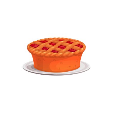 Pumpkin pie vector icon isolated on white background. Traditional bakery for Thanksgiving day celebration. Baked cake with jam cartoon element for design