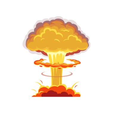 Nuclear bomb explosion isolated icon. Vector cartoon dynamite danger explosive detonation and atomic comics cloud. Boom effect and smoke element, ui game design element, apocalypse or doomsday
