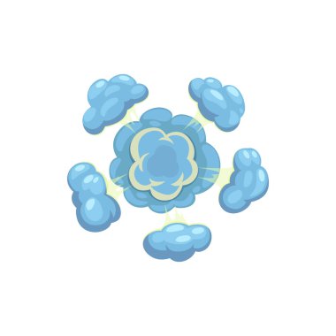 Air bomb explosion mushroom clouds, exploding dynamite or nuclear bomb boom effects isolated. Vector radiation burst sign, atomic radioactive crash, power demolition. Ui game effects, hydrogen bomb