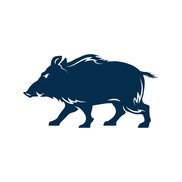 Hog Tusks Portrait Isolated Wild Boar Silhouette Side View Vector — 스톡 벡터