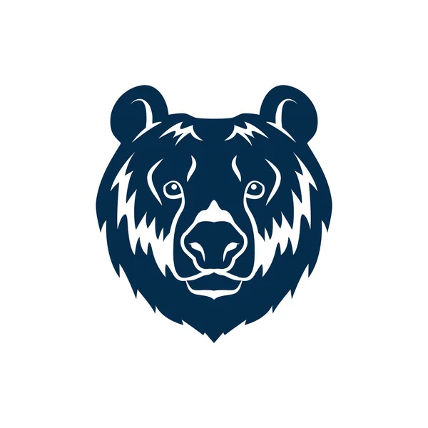 Bear Head Isolated Wild Animal Portrait Vector Siberian American Mascot — Stock Vector